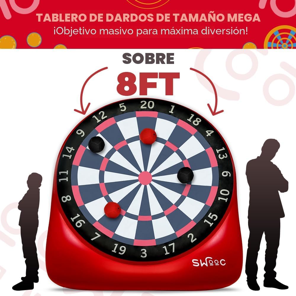 Swooc Games - Dardos gigantes inflables de primera calidad (más de 15 formas de jugar) - Diana de fútbol jumbo con bomba de aire - Juegos de carnaval grandes - Juegos gigantes al aire libre - Juego de