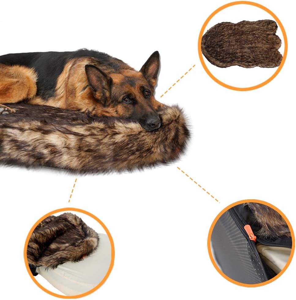 Laifug - Cama para perro de piel sintética de lujo, espuma viscoelástica de