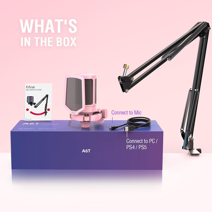 Kit de micrófono USB para juegos FIFINE, juego de micrófono RGB par...