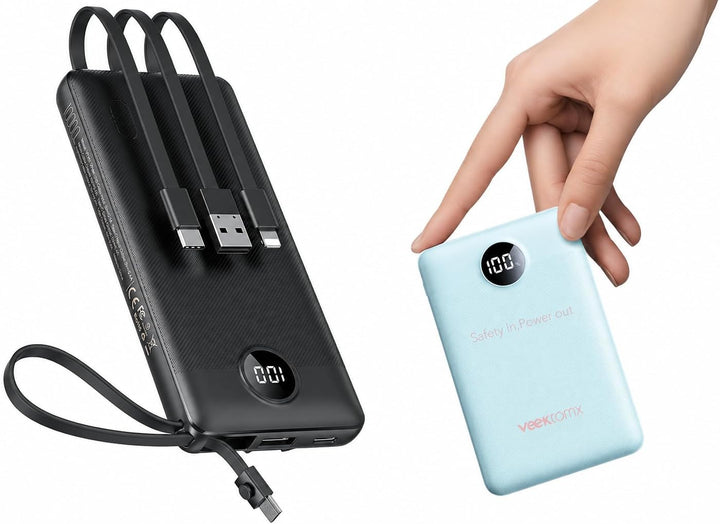 VEEKTOMX Cargador portátil de 10000 mAh con 4 cables integrados + m...