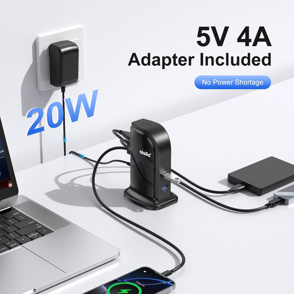 atolla, hub USB 3.0 de 7 puertos, alimentado, adaptador 5V/4A