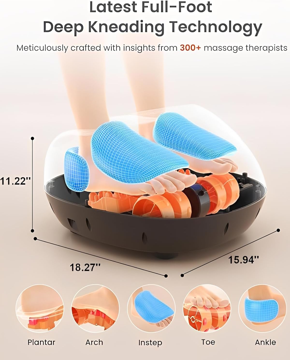 RENPHO Masajeador de pies Shiatsu con calor, amasado profundo y ajuste