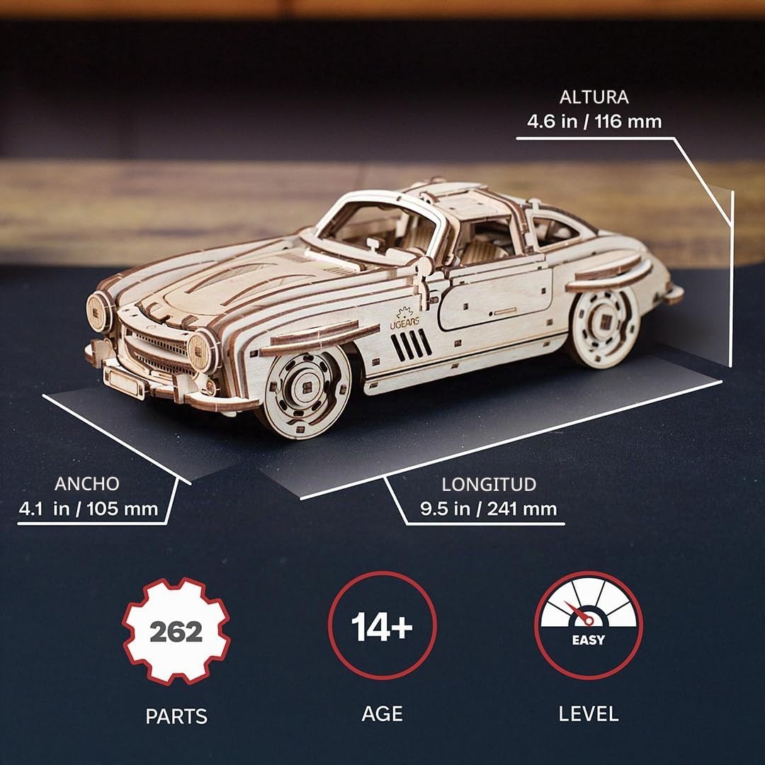 UGEARS - Rompecabezas de madera 3D con alas deportivas, kit de coche para