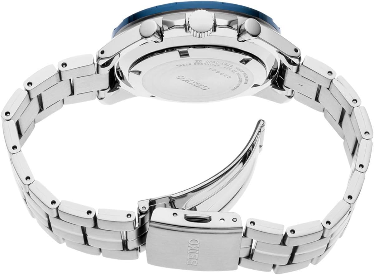 SEIKO Reloj SSB347 para Hombre - Essentials - Cronógrafo de Cuarzo, Taquímetro, AZUL - SSB345, Esenciales