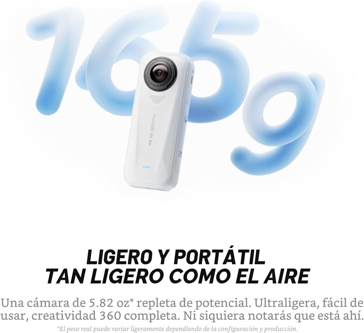 Insta360 X4 Air Kit de inicio - Cámara 360 de 8K y 165g ligera, Blanco ártico, Paquete de inicio