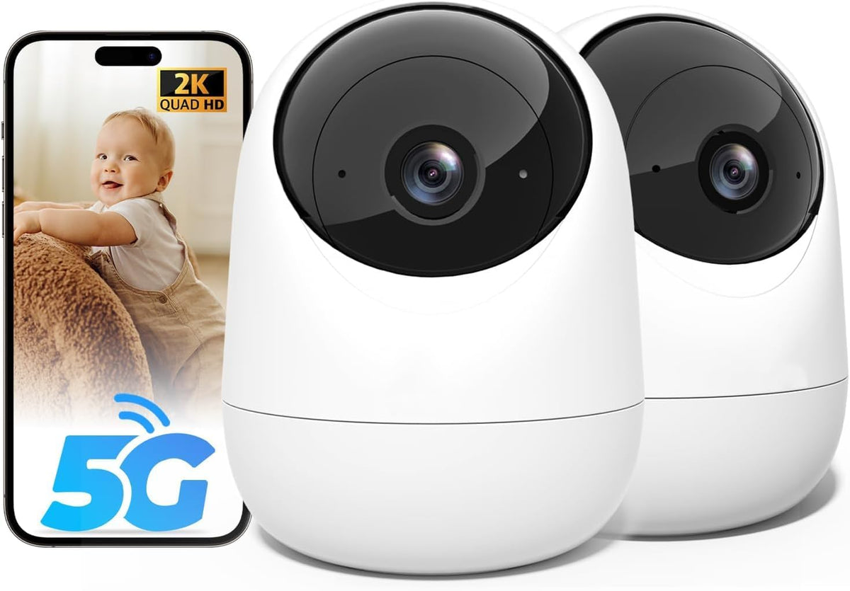 Rraycom Paquete de 2 cámaras de seguridad para interiores 5G\/2.4 G...