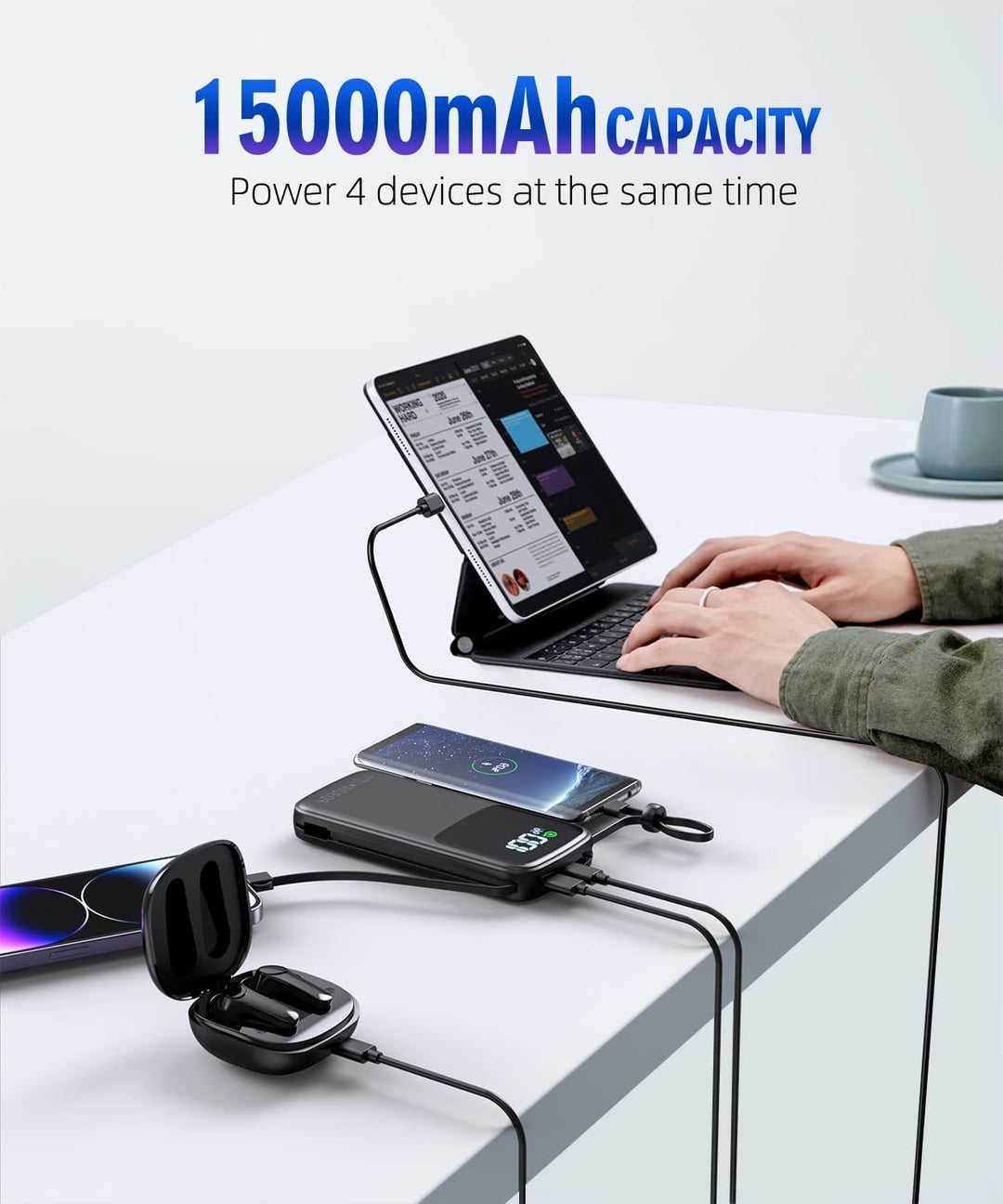 LOVELEDI Cargador portátil - Banco de energía - 15000mAh Banco de e...