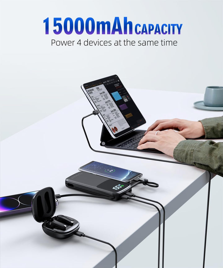 LOVELEDI Cargador portátil - Banco de energía - 15000mAh Banco de e...