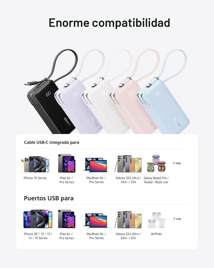 Anker Nano 3-en-1 Cargador portátil para iPhone, banco de energía d...