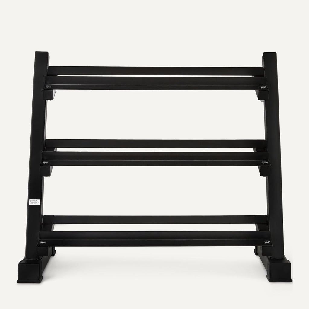 Amazon Basics Soporte de pesas ajustable de 3 niveles, solo soporte de acero resistente, negro