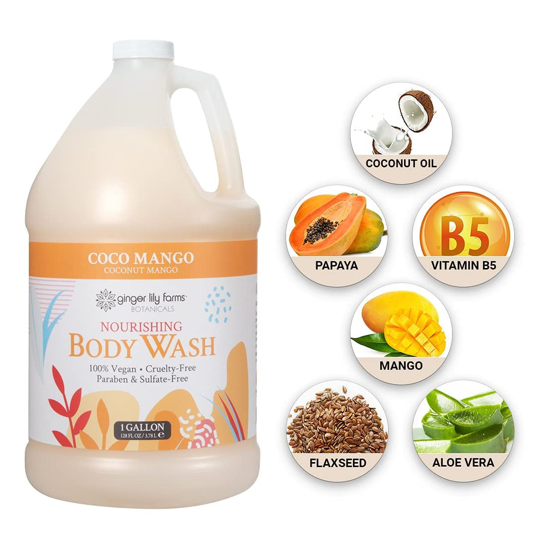 Ginger Lily Farms Botanicals - Jabón corporal nutritivo, mango de c...