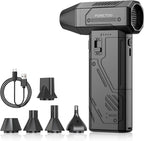 Plumero de aire comprimido, motor eléctrico sin escobillas de 130000 RPM con velocidad continua ajustable, soplador de aire inalámbrico recargable de carga rápida para PC, automóvil, teclado, mascota, hogar y al aire libre