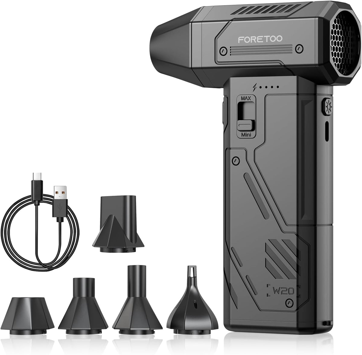 Plumero de aire comprimido, motor eléctrico sin escobillas de 130000 RPM con velocidad continua ajustable, soplador de aire inalámbrico recargable de carga rápida para PC, automóvil, teclado, mascota, hogar y al aire libre