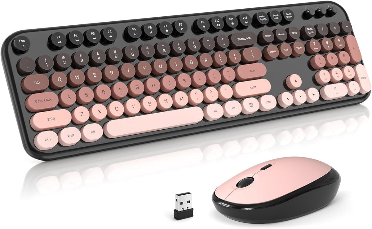 Atelus Combo de teclado y mouse inalámbricos, máquina de escribir,...