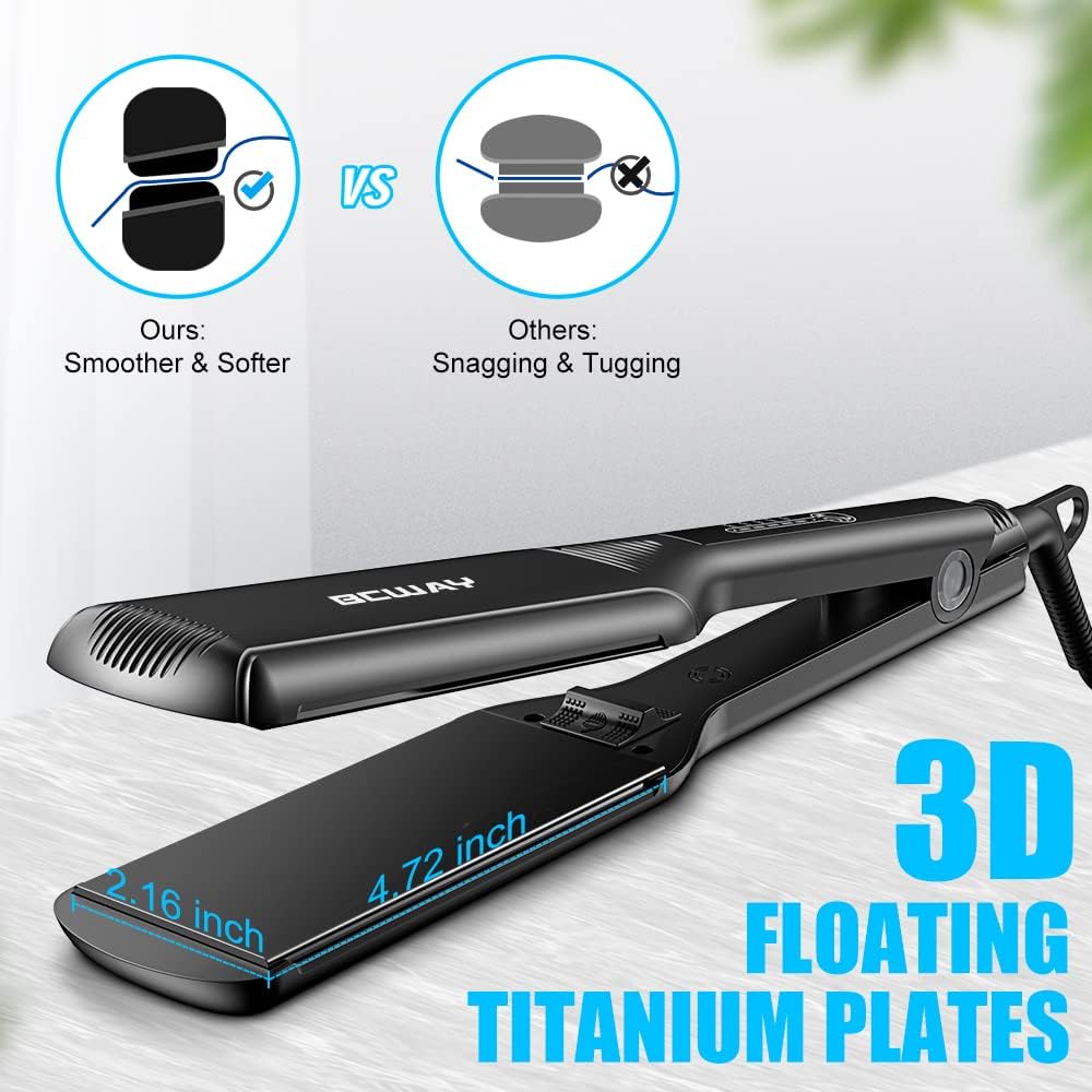 Bcway Plancha de pelo profesional, plancha plana de titanio flotant...