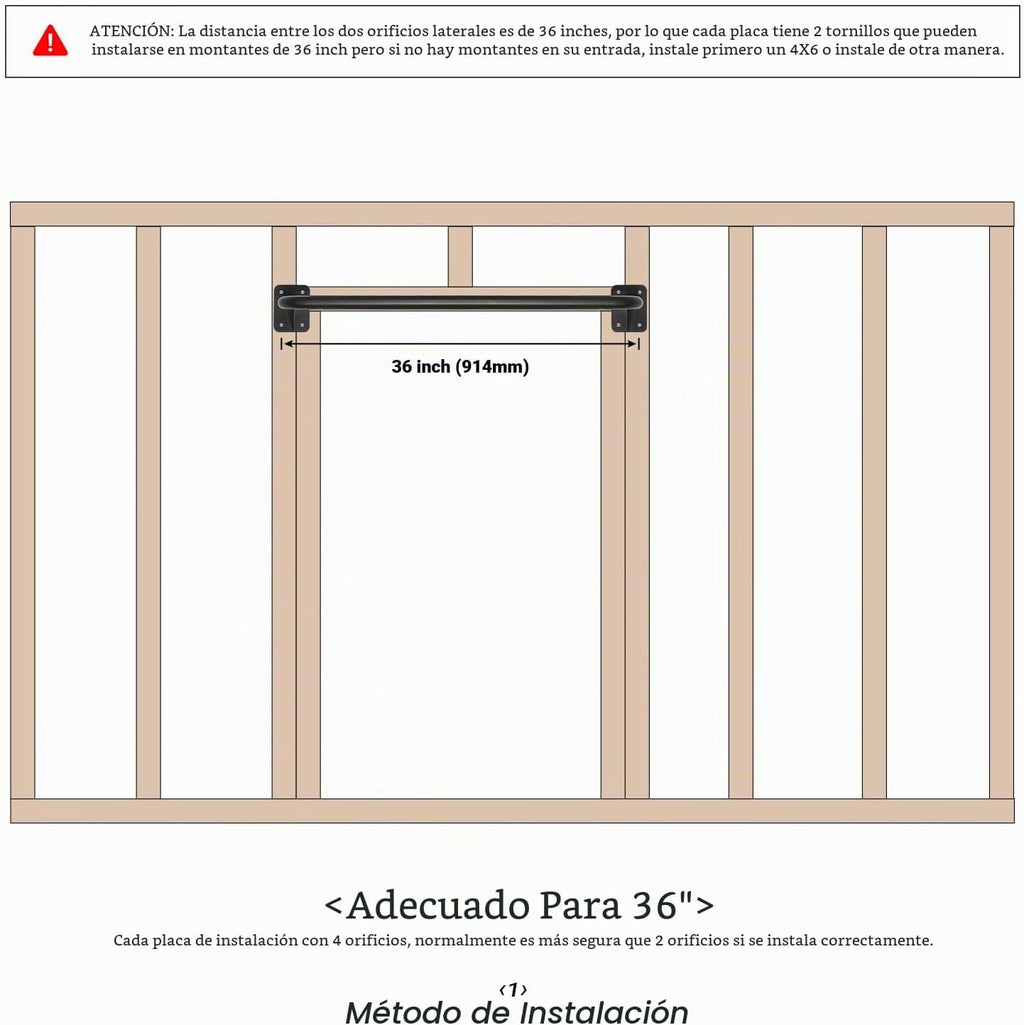 Barra de Tracción para Puerta Montada en Pared, Barra de Tracción Pesada para Entrenamiento de Fuerza en Marco de Puerta, Soporte para Viga o Montaje a Lustre de Perfiles, Construcción Sólida de Metal grueso, Soporta 500 lbs