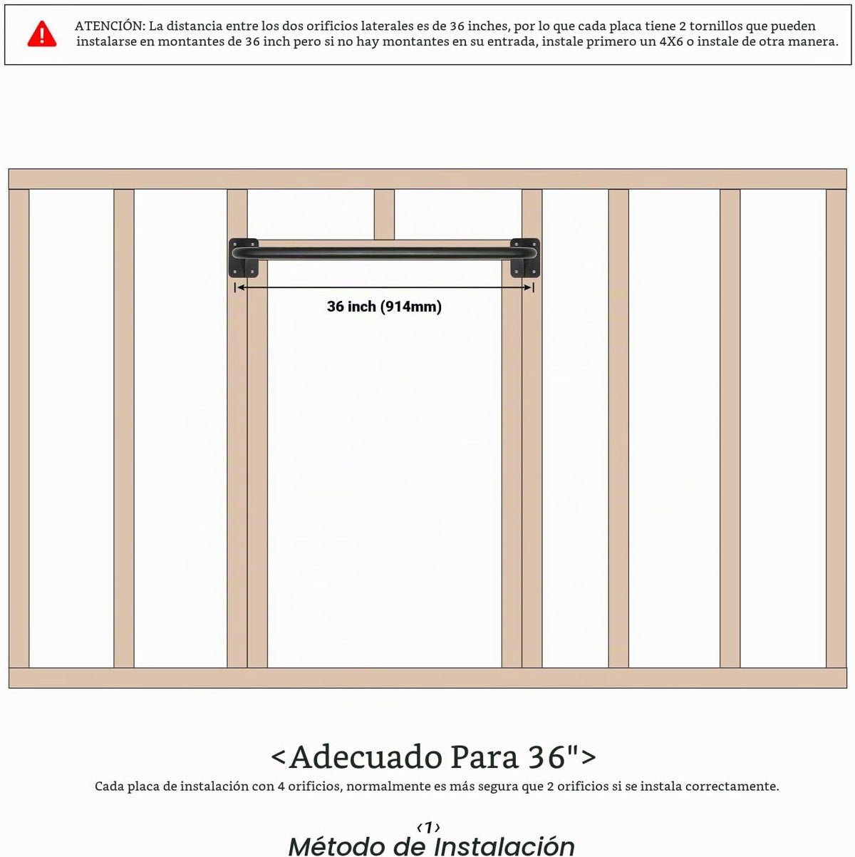 Barra de Tracción para Puerta Montada en Pared, Barra de Tracción Pesada para Entrenamiento de Fuerza en Marco de Puerta, Soporte para Viga o Montaje a Lustre de Perfiles, Construcción Sólida de Metal grueso, Soporta 500 lbs