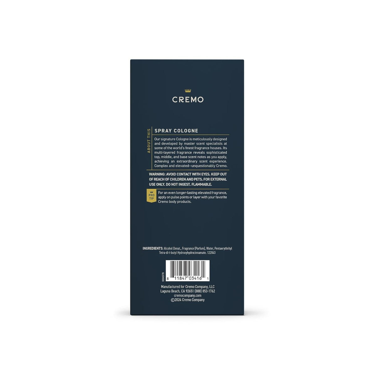 Cremo Cologne For Men - Palo Santo - Espray de colonia para hombre,...