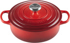 Le Creuset Horno holandés redondo ancho de hierro fundido esmaltado, 3.5 cuartos de galón., Cerise