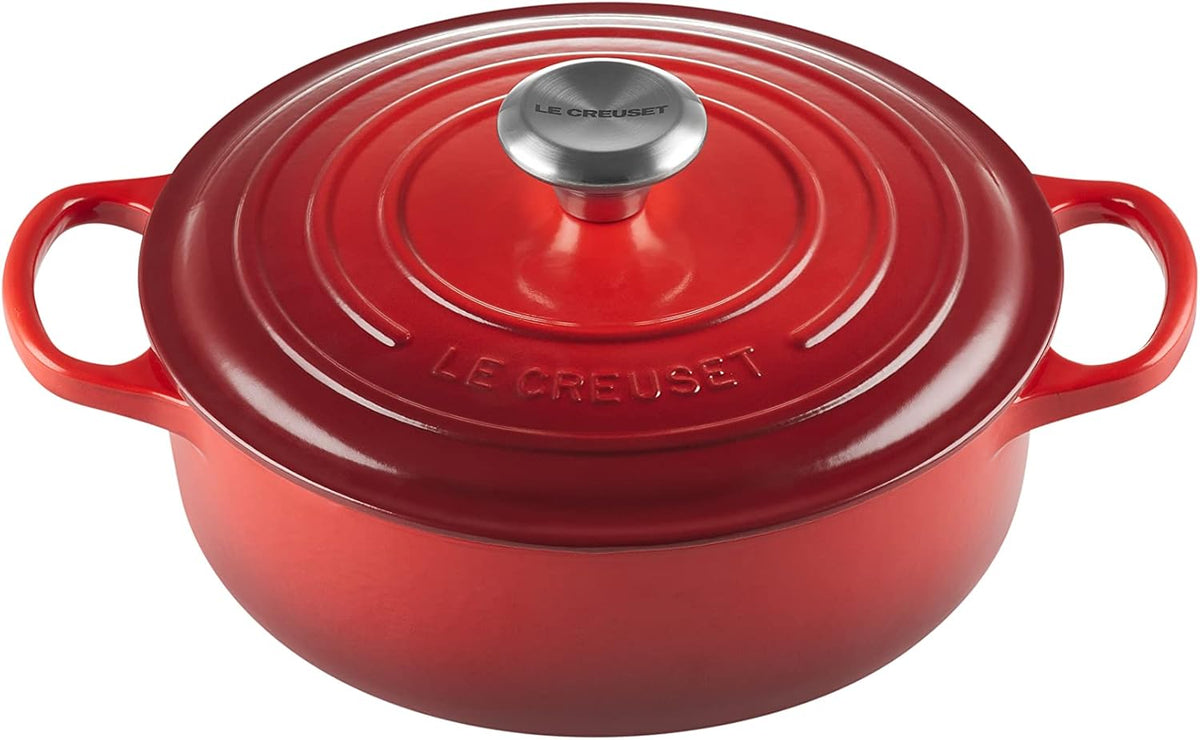 Le Creuset Horno holandés redondo ancho de hierro fundido esmaltado, 3.5 cuartos de galón., Cerise