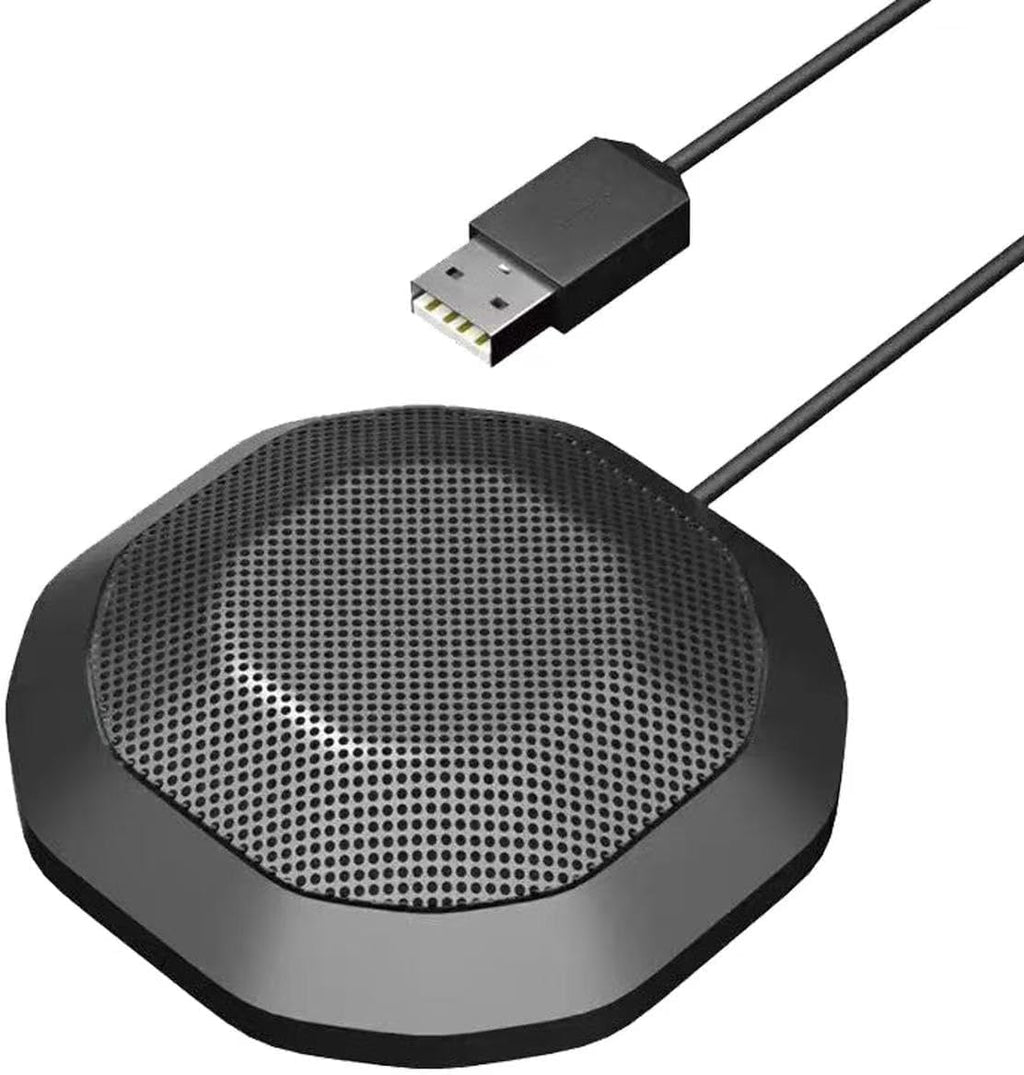 Micrófono de computadora de 360° para PC, micrófono de PC de conferencia USB, tecnología de cancelación de ruido, grabación, Skype, clase en línea, informador de cortes, Plug & Play