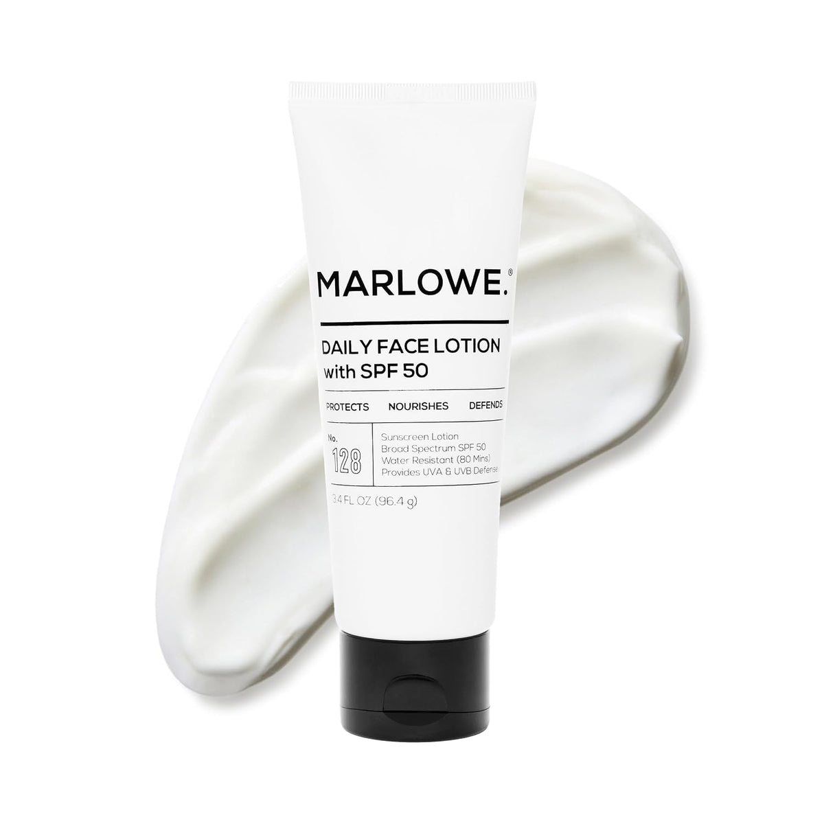 MARLOWE. Hidratante facial con SPF 50, 3.4 onzas, loción de protecc...