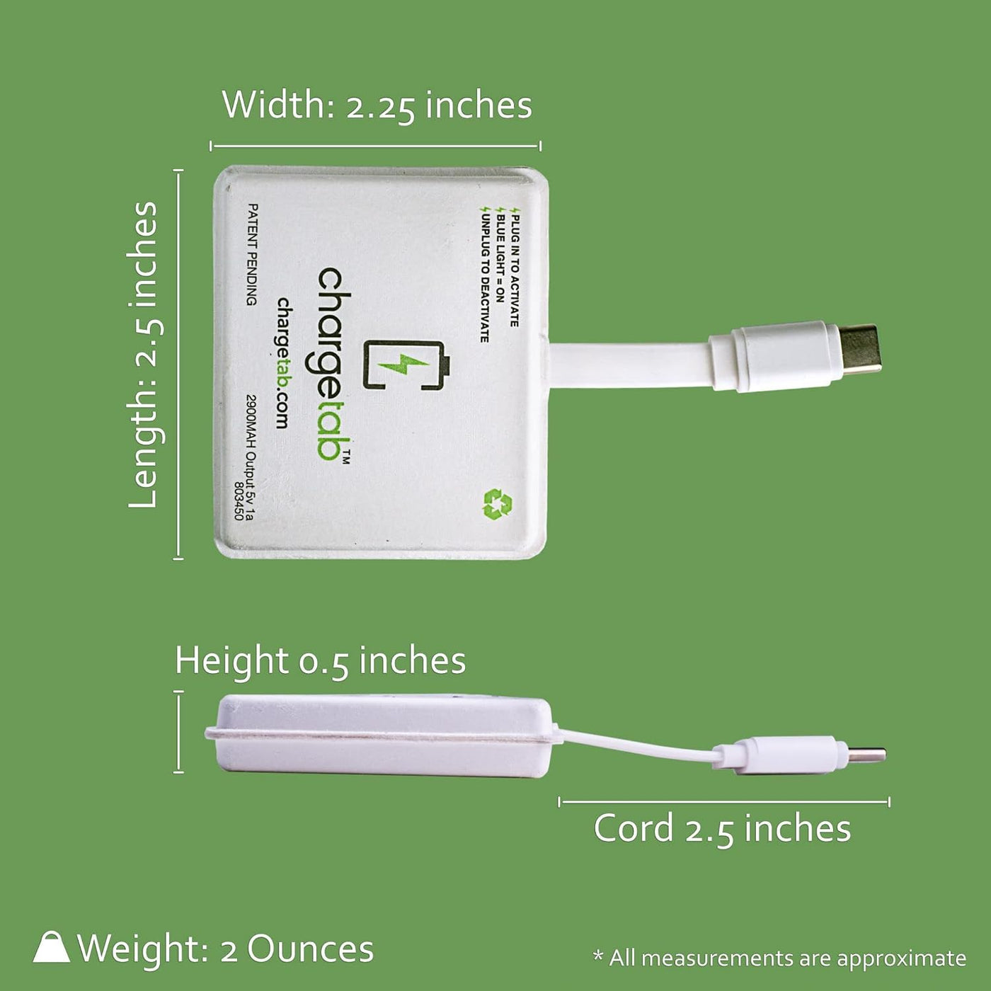 ChargeTab Cargador USB-C Portátil de Emergencia \u2013 Precargado 3...