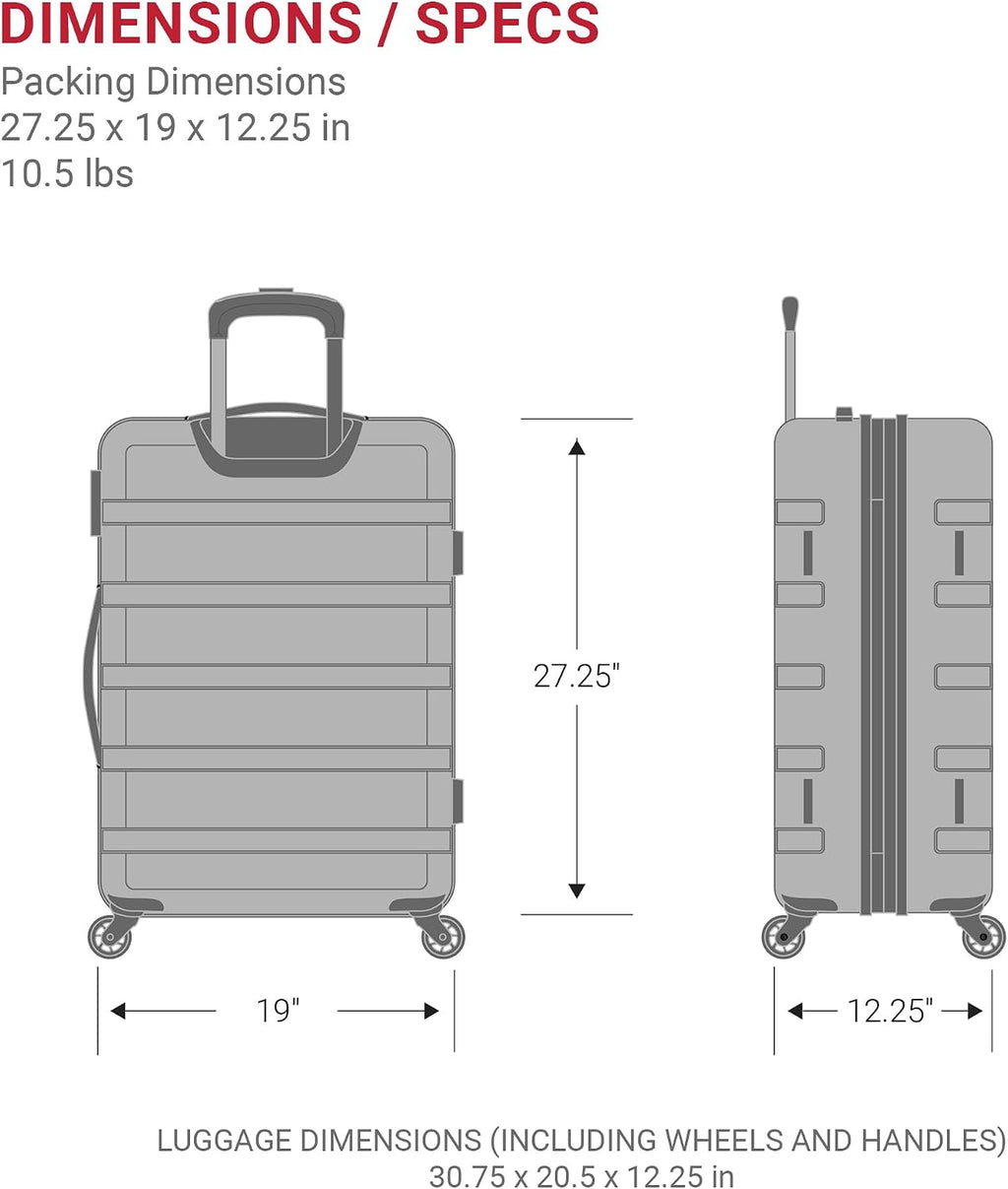 SwissGear 7366 Signature Hardside - Maleta expandible con ruedas giratorias, cerradura TSA, negro, cuadros, grande, 27 pulgadas