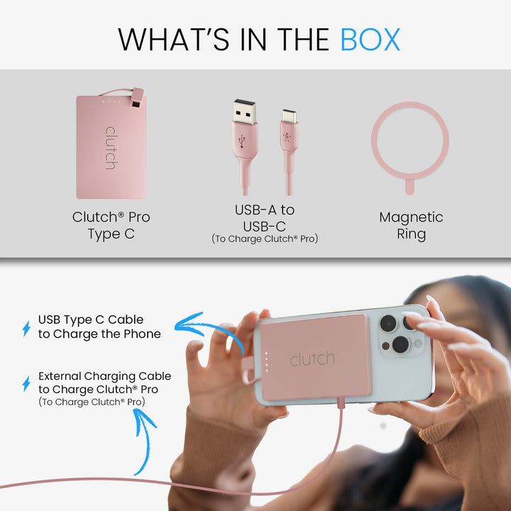 Clutch - Cargador portátil Pro USB-C - Compatible con iPhone 15, 16...