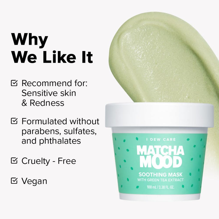 I DEW CARE Máscara lavable - Matcha Mood | Cuidado de la piel facia...
