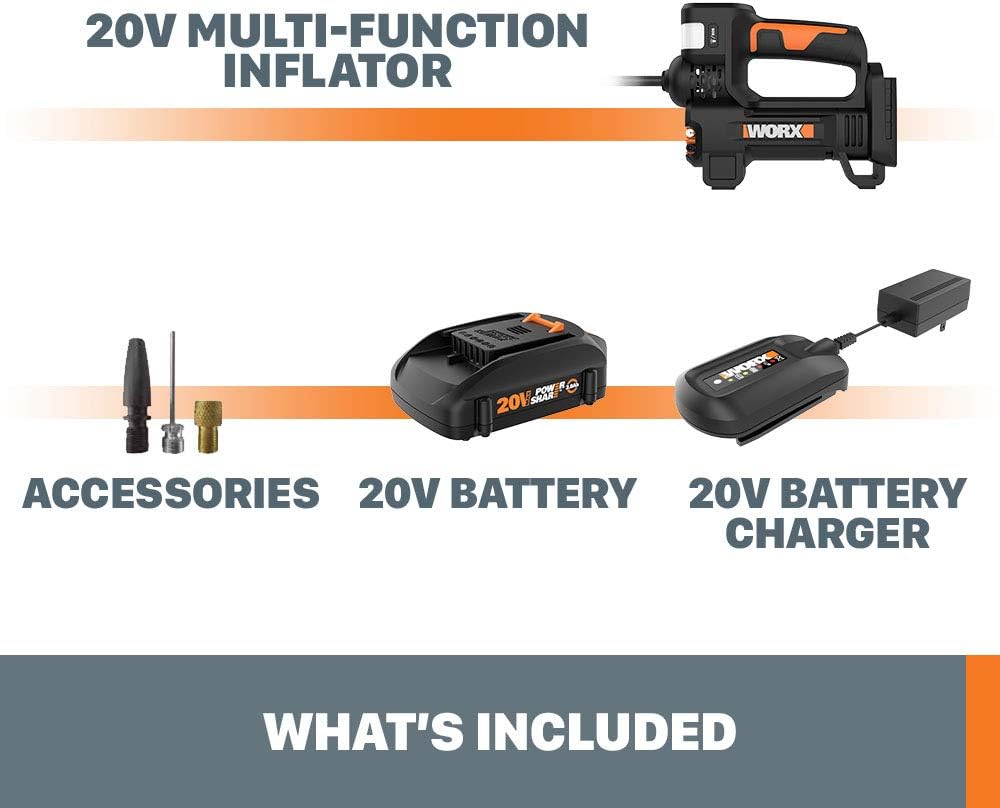 Worx WX092L 20V 2.0Ah inflador inalámbrico 2 en 1, batería y cargad...