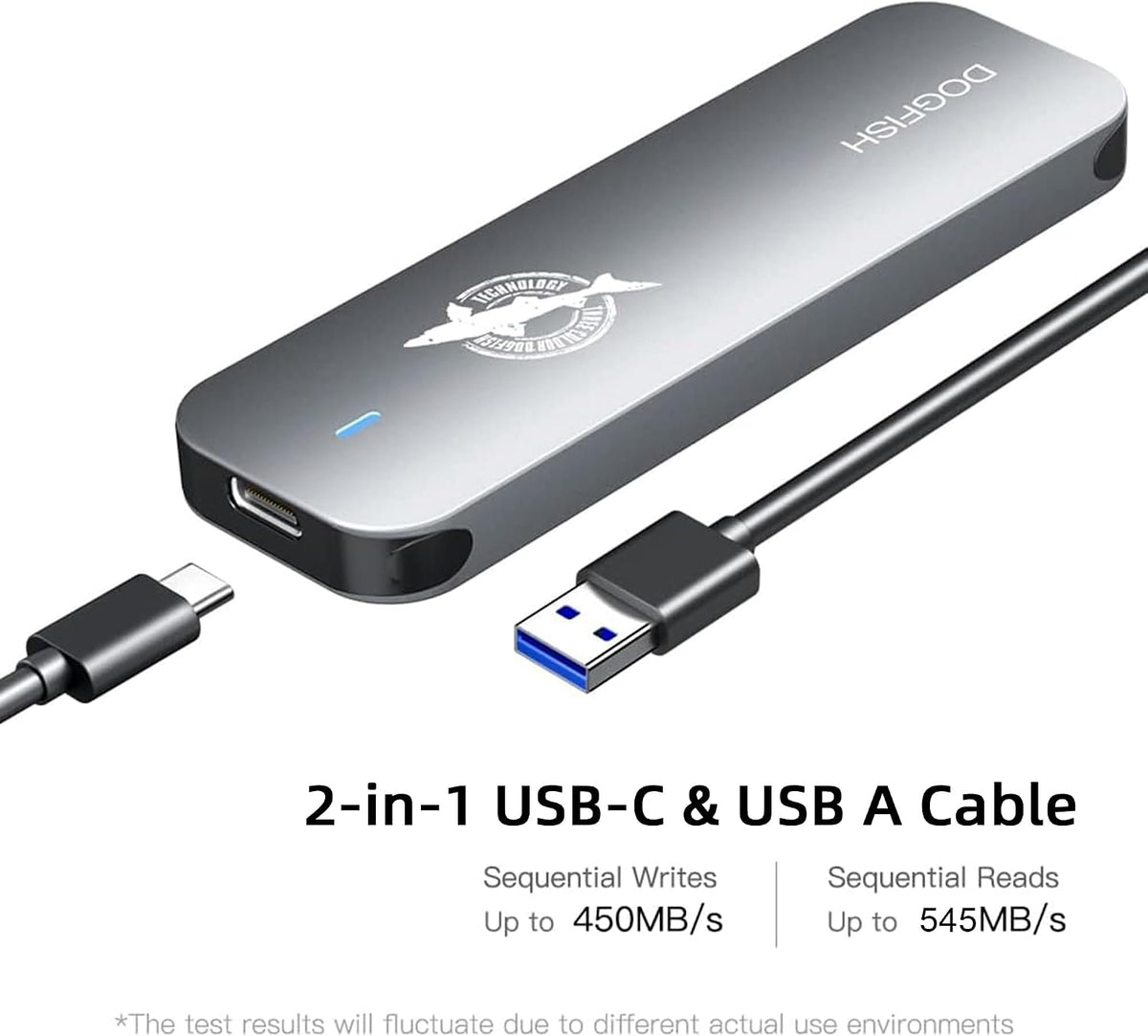 Dogfish 256GB SSD externa portátil, unidad de estado sólido USB 3.1 tipo C