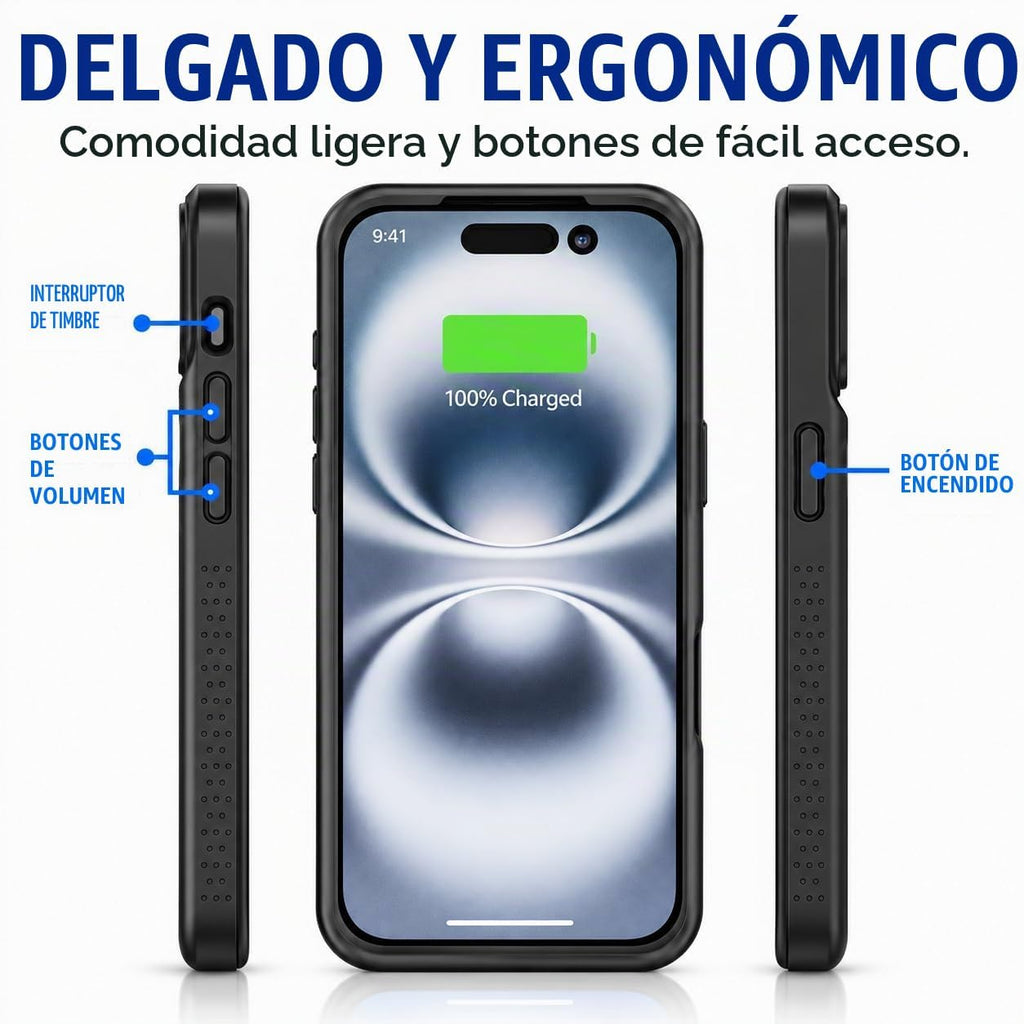 Alpatronix Funda de batería para iPhone 18 Pro Max, funda de carga inalámbrica delgada y portátil, funda de cargador extendida, carga rápida de 15 W, negro mate de alta capacidad