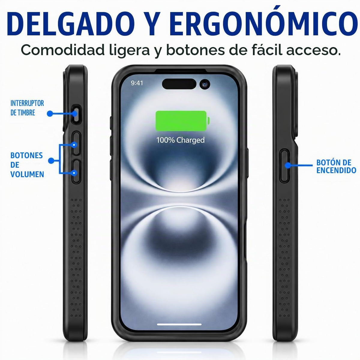 Alpatronix Funda de batería para iPhone 18 Pro Max, funda de carga inalámbrica delgada y portátil, funda de cargador extendida, carga rápida de 15 W, negro mate de alta capacidad
