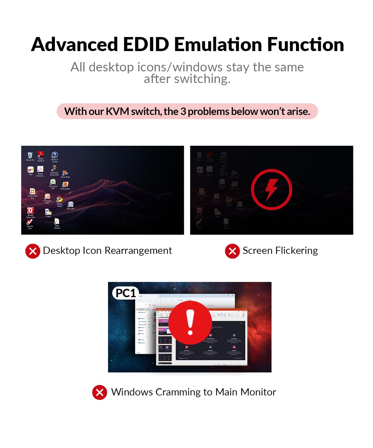 Conmutador KVM de acceso AV USB C Estación de acoplamiento Monitore...