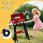 Juego de parrilla para niños, parrilla de juguete para barbacoa con luz de sonido de humo y rueda, juguetes de cocina movibles para niños pequeños de 3 a 5 años, 2 capas de barbacoa, comida, Navidad, regalos de cumpleaños para nietos