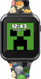 Minecraft - Reloj inteligente LED interactivo con temática de juegos para niños, 10 caras intercambiables, contador de pasos, calculadora, juegos, cámara selfie, alarma y temporizador, correas de