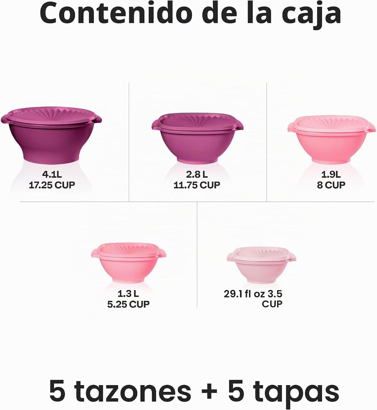 Tupperware Heritage Collection, nuevo juego de 10 piezas de recipientes para almacenamiento de alimentos en rosa vintage, apto para lavavajillas y sin BPA (5 tazones, 5 tapas)