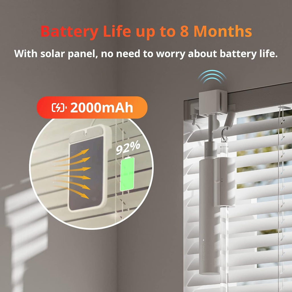 SwitchBot Persianas motorizadas de inclinación ciega: persianas eléctricas inteligentes, abridor y cierre automático, alimentado por energía solar, control de detección de luz