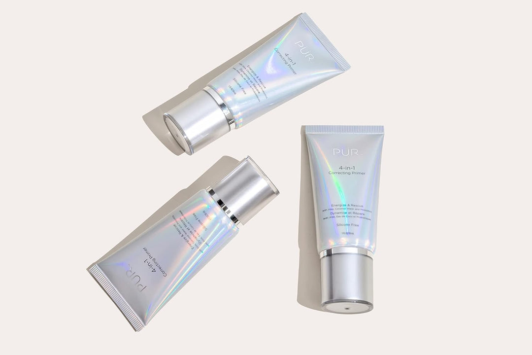 PÜR MINERALS Base correctora 4 en 1, reductor de poros, base de maq...