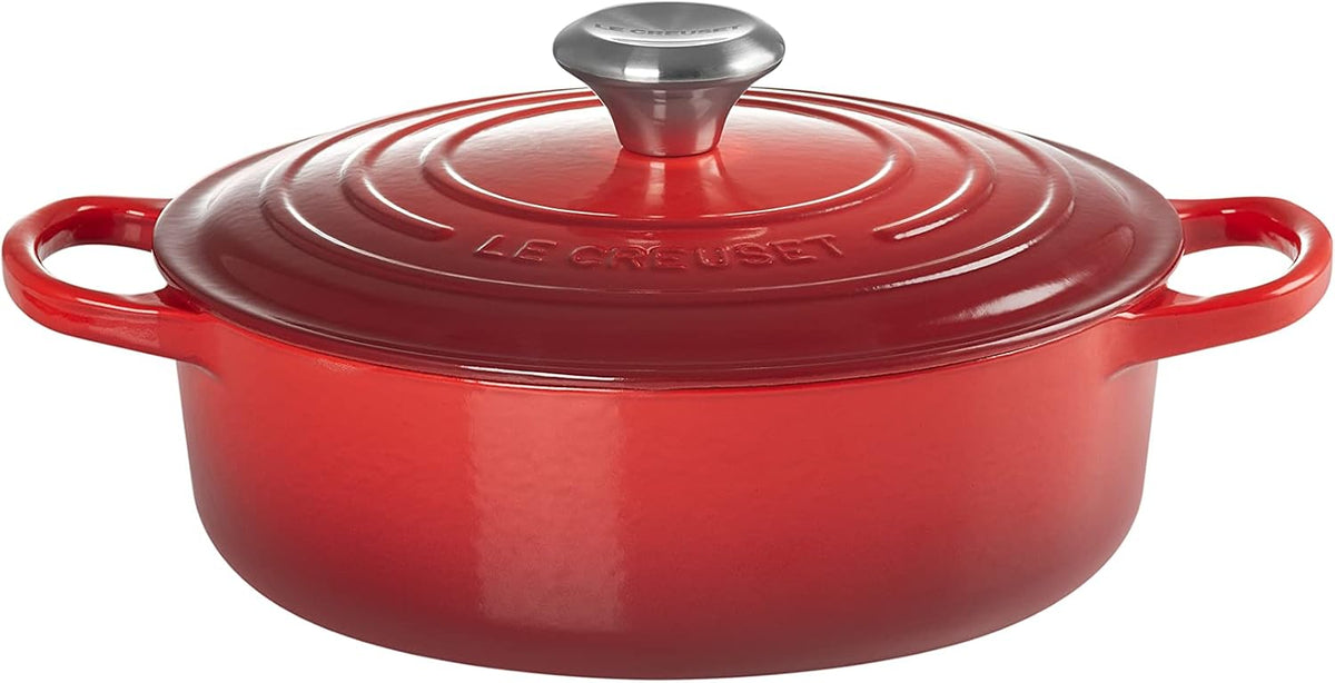 Le Creuset Horno holandés redondo ancho de hierro fundido esmaltado, 3.5 cuartos de galón., Cerise