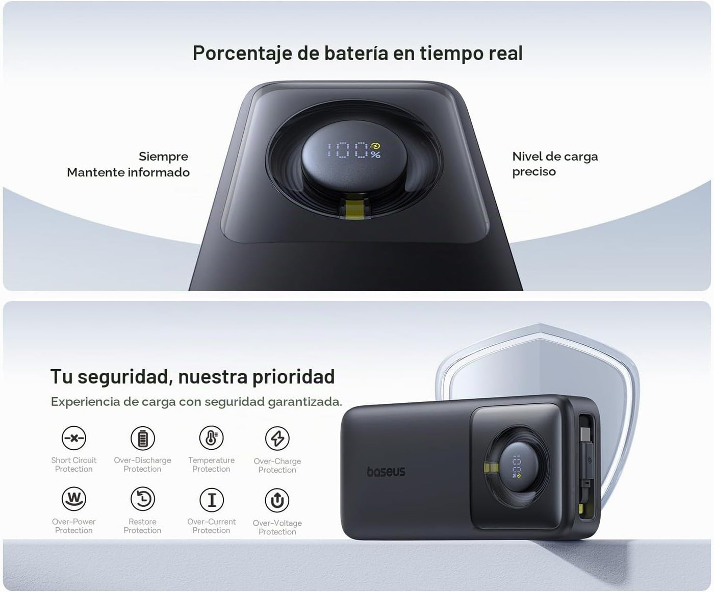 Baseus Cargador portátil compacto de 20000 mAh de 45 W, banco de en...
