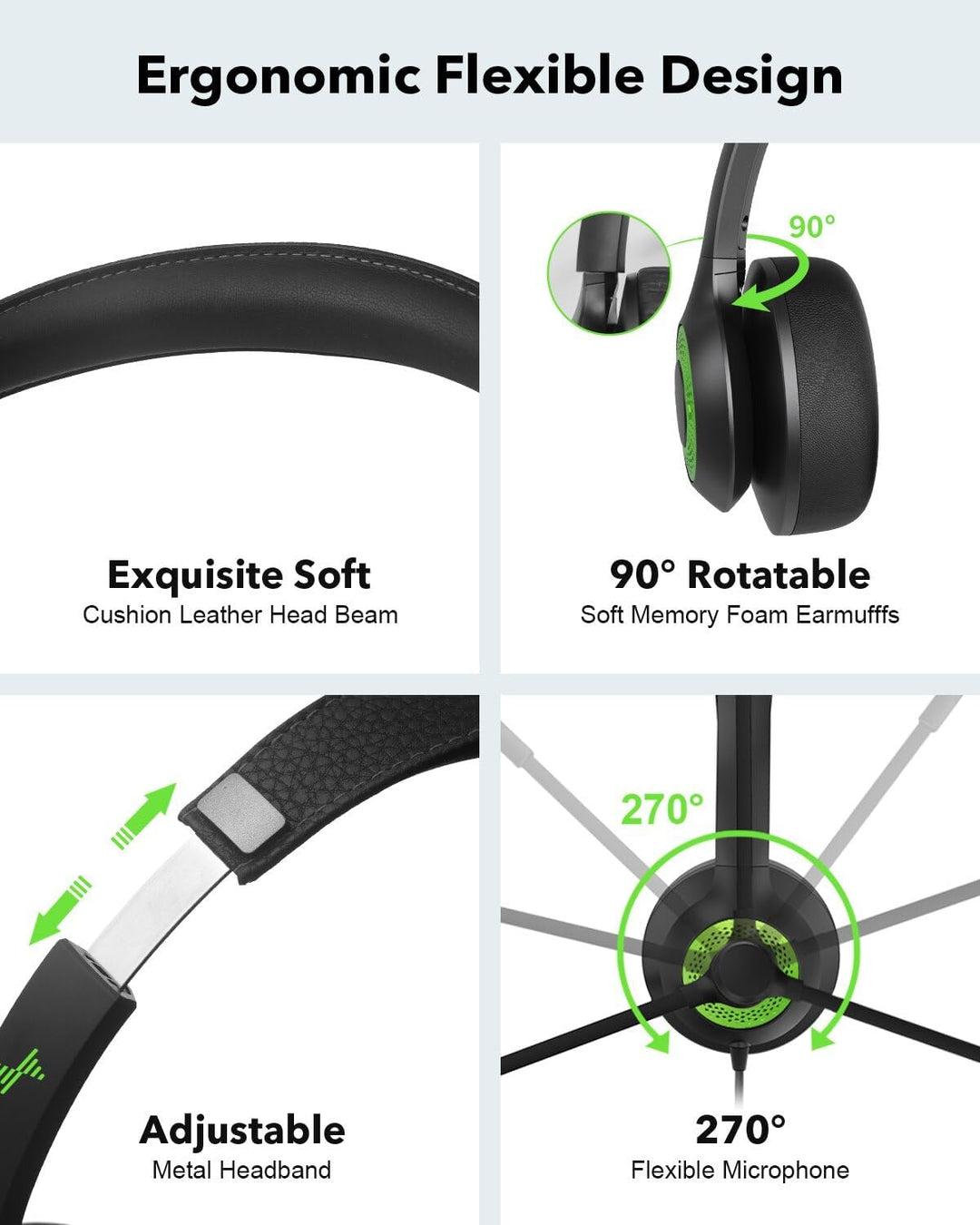 JIAMQISHI Auriculares USB con micrófono para PC, auriculares para c...
