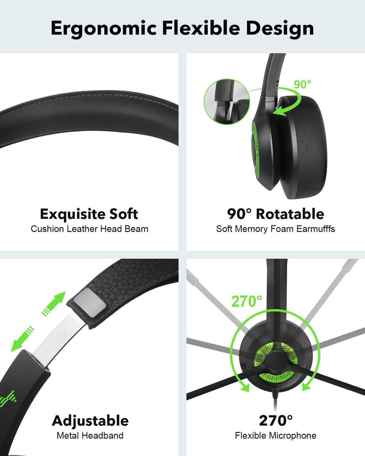 JIAMQISHI Auriculares USB con micrófono para PC, auriculares para c...