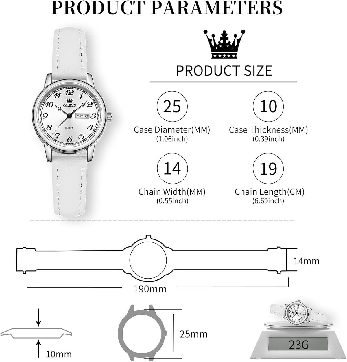 OLEVS Relojes de cuero para mujer lujo moda vestir impermeable cuarzo