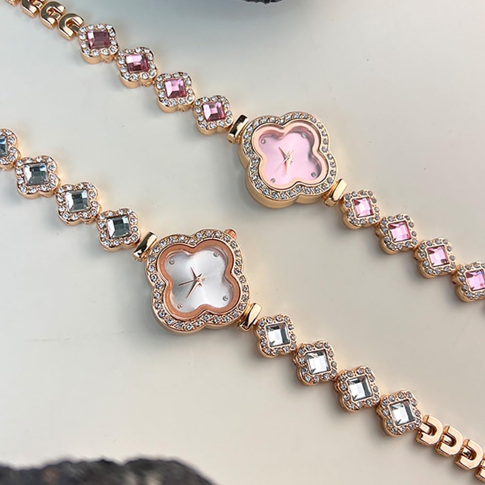 ADSBIAOYE Relojes de pulsera de lujo para mujer, reloj de pulsera de diamantes de oro rosa, reloj de cuarzo para mujer, regalo