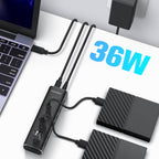 Rosonway, RSH-H7C4, hub USB 3.2 de 7 puertos, alimentado, adaptador 12V/3A