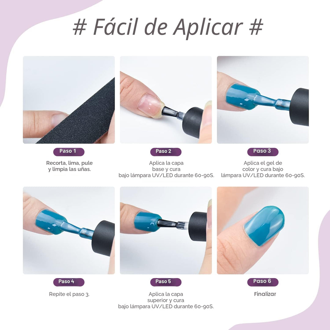 JODSONE Kit de Esmalte de Uñas en Gel de 60 Piezas con Luz UV, Capa...