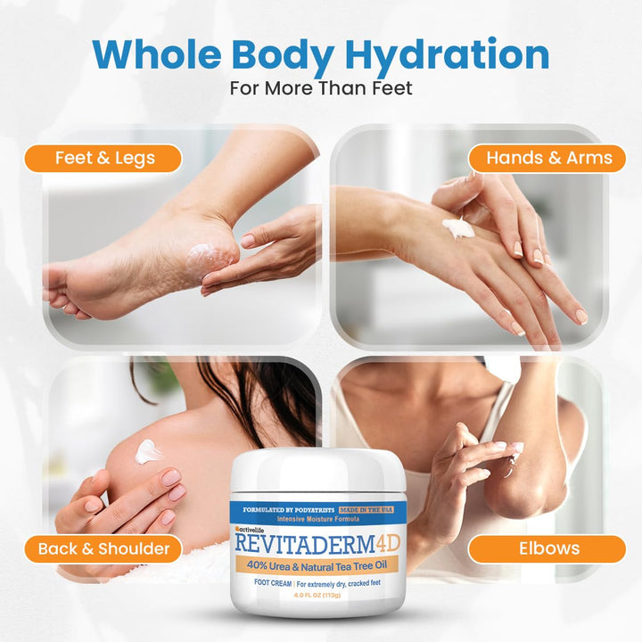 Revitaderm 4D Crema de urea 40% para pies, crema hidratante intensi...
