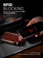 Cartera minimalista para hombres con tarjetero de crédito, cuero de grano completo más fino, billetera inteligente emergente, billetera delgada de tres pliegues, bloqueo RFID, bolsillo frontal